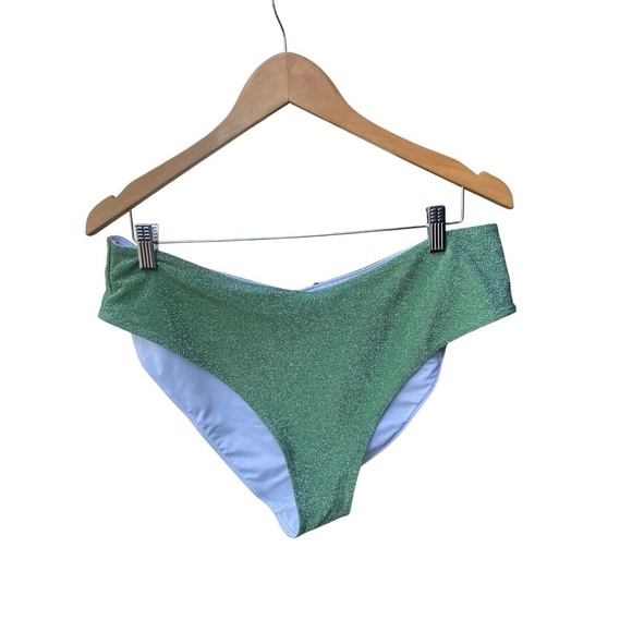 Victoria Secret PINK Green Brazilian Shimmer High Waist Cheeky Bikini Bottom - Picture 3 of 9